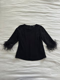 Ann Taylor Top with Feathers sz 0P