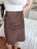 INC 100% Suede Brown Skirt sz 6