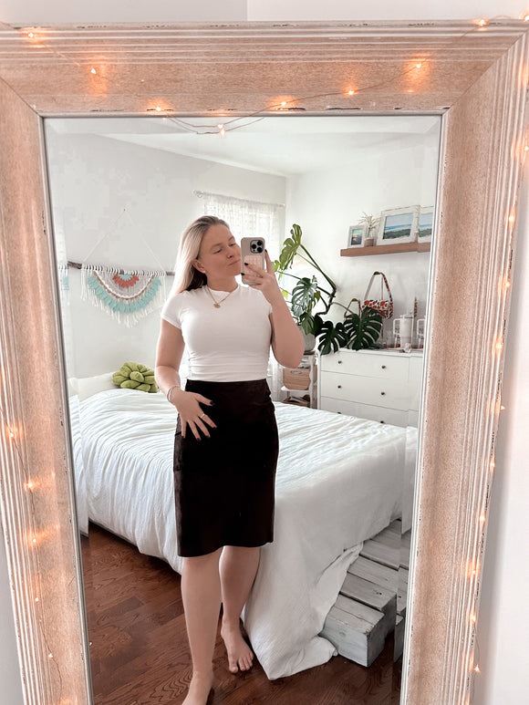 INC 100% Suede Brown Skirt sz 6