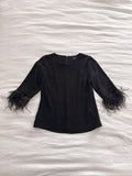 Ann Taylor Top with Feathers sz 0P