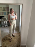 Beige Stretchy Pants fit like a small/med