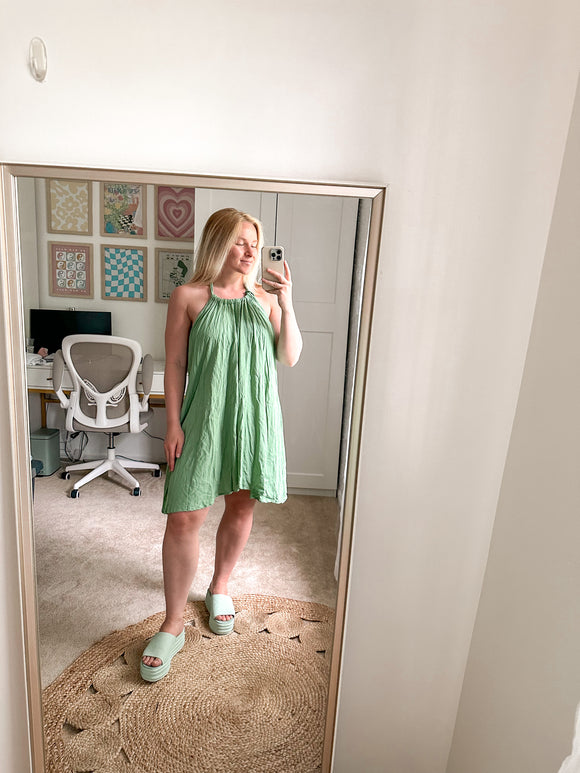 Elan Green Halter Dress fits small to med