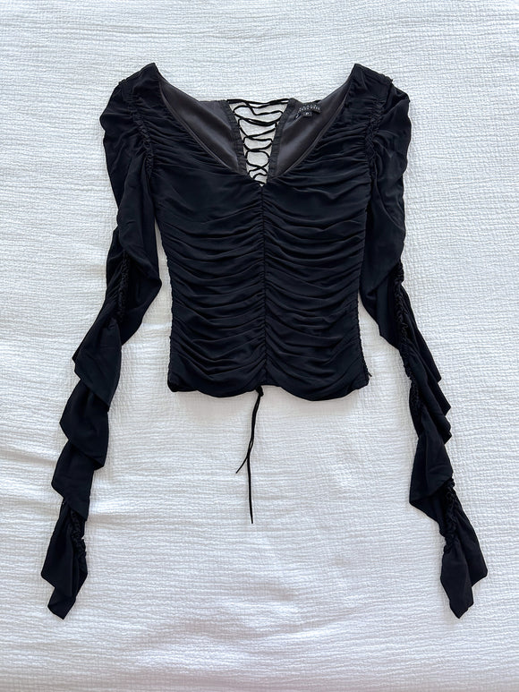 Maria Bianca Nero Lace Up Back Top sz xs/small